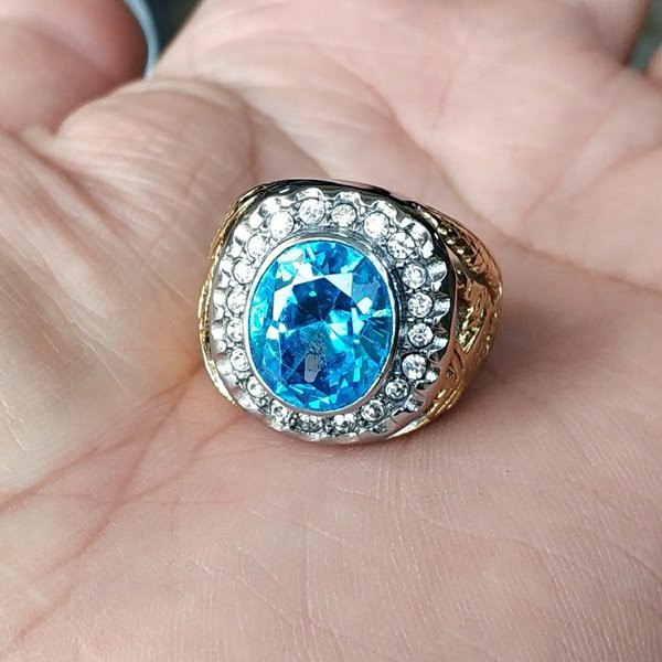 CINCIN BATU PERMATA ROYAL BLUE TOPAZ SKY MINIMALIS