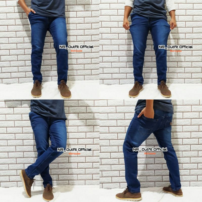 Celana Panjang Jeans Stune Pria Stretch Skinny Cowok Biru Tua Size 27-38 NR_Outfit Official COD