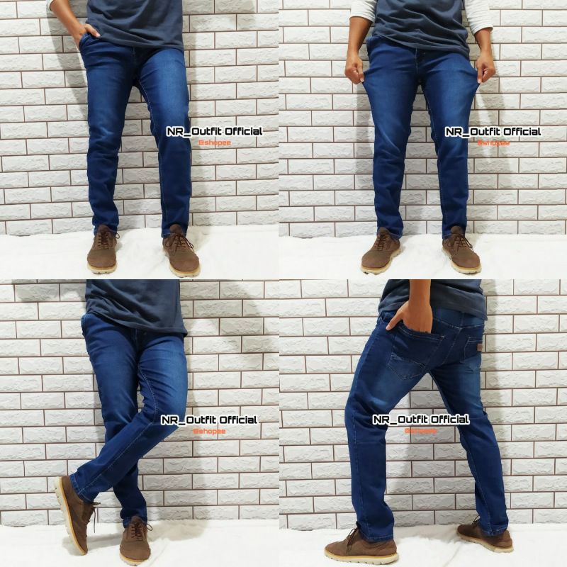 Celana Jeans Panjang Pria Slim Fit Stretch Cowok Bahan Melar Karet Size 27-38 NR_Outfit Official COD