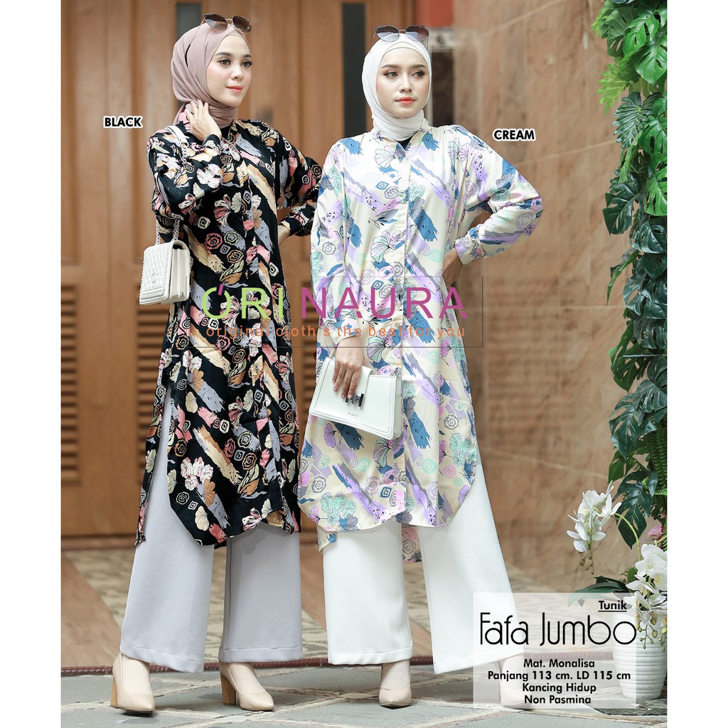 Fafa long tunik jumbo wanita ld 115 mat monalisa by ori naura