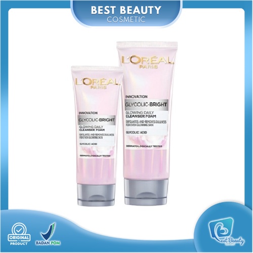 ★ BB ★ L'Oreal Paris Glycolic Bright Daily Cleanser Foam 50ml - 100ml | Skin Facial Wash Glyco Loreal