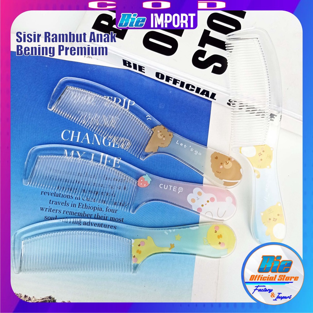 Sisir Gagang Premium Bening Karakter Impor Best Seller