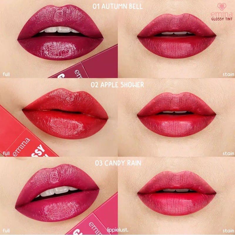 ✿ELYSABETHME✿ ˜”*°• emina •°*”˜. emina glossy stain lip lipgloss lipstick cair tekstur ringan mudah di blend