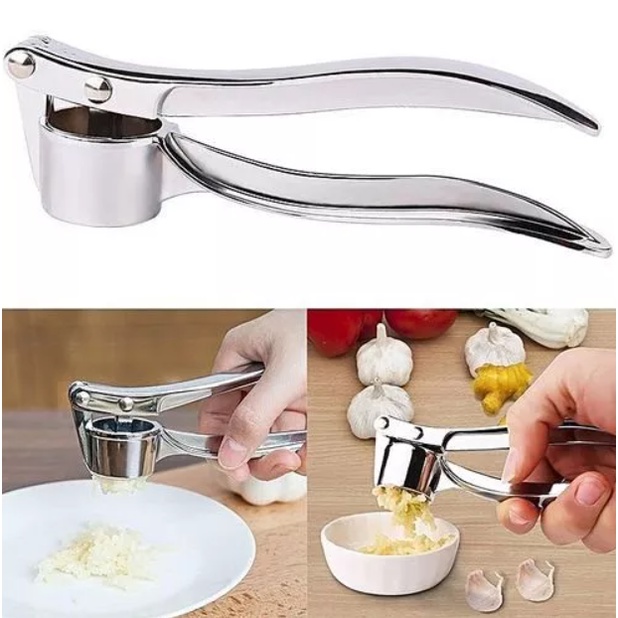 Easy Stainless Steel Garlic Pressure / Alat Penghancur Bawang Manual Dengan Tangan Gepres Penggepres Penggerus Pelembut Penekan Tekan Penghalus Bawang Putih Dapur Garlic Presser