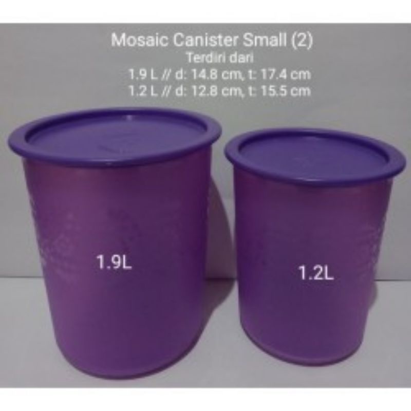 toples mosaic canister ungu tuperware set ( 2 pcs)