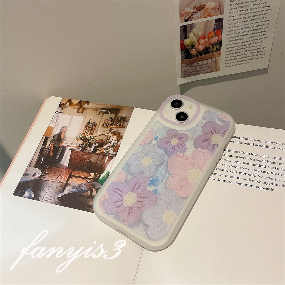 Redmi A1 10C 10A 10 9A 9C 9 9T Note 11s 10s 9s 11 10 9 8 Pro Poco X3NFC X3Pro X3 Mi 11T 12 Pro 11Lite 10 Purple Oil Painting Flowers Phone Case Clear Soft Protective Cover