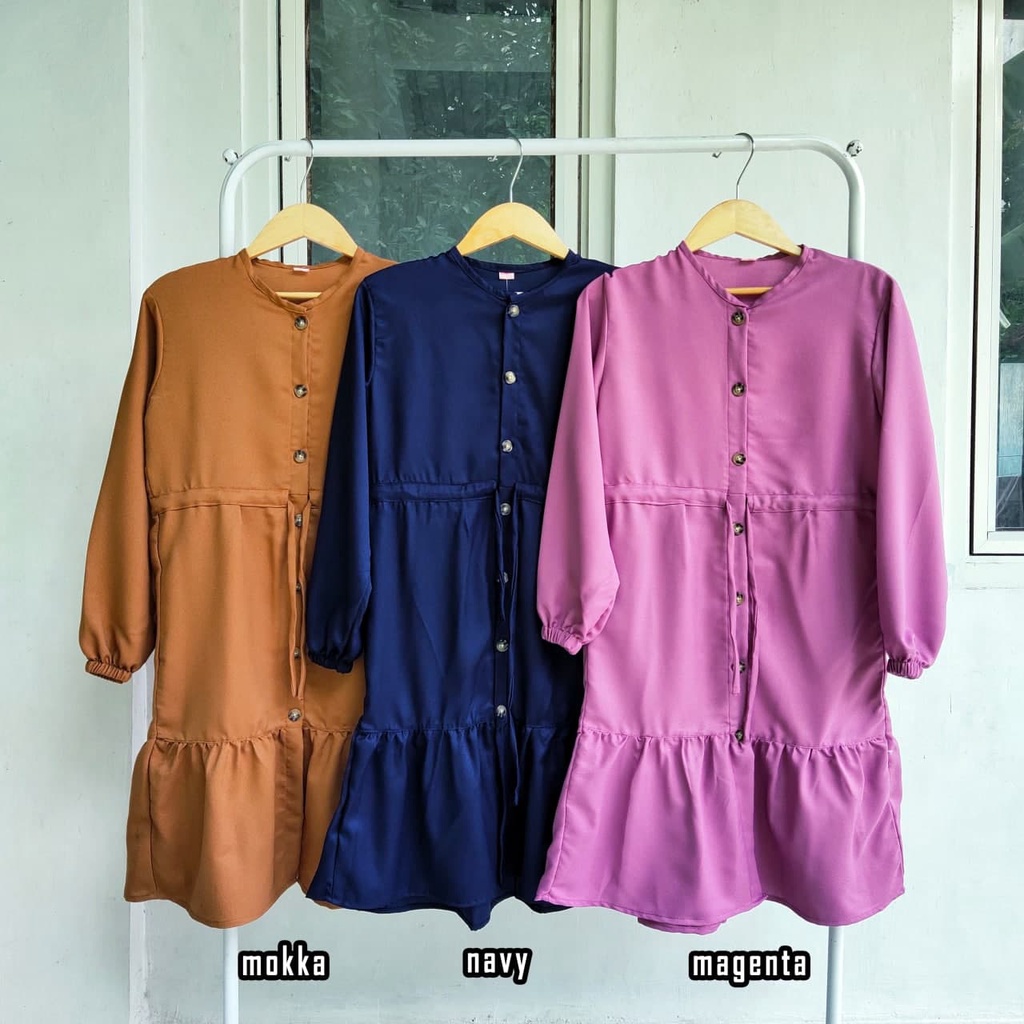 TM 21- COD Kemeja tunik wanita remaja cewek L ld 100 cm panjang murah busui kancing depan