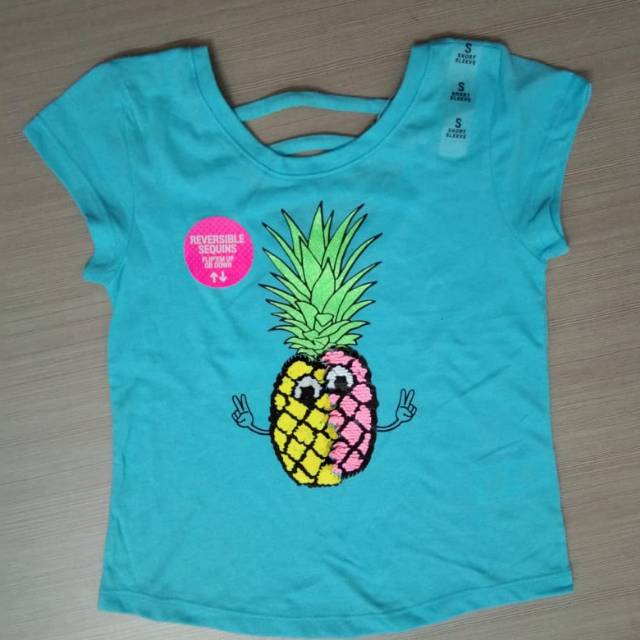 Baju anak perempuan sequin flip nanas