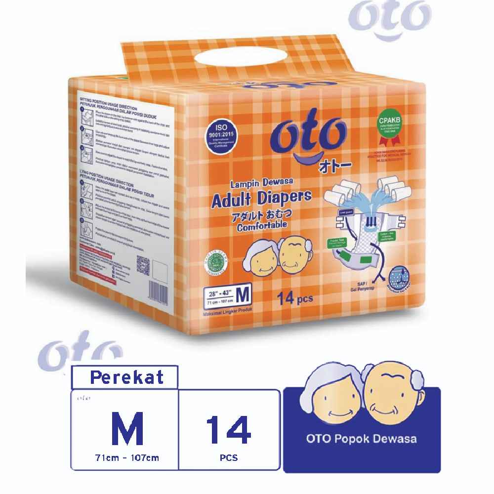 popok dewasa - kesehatan, diapers, perekat  RAK - OTO Diapers Adult Popok Dewasa model Perekat ukuran M- isi 14 pcs