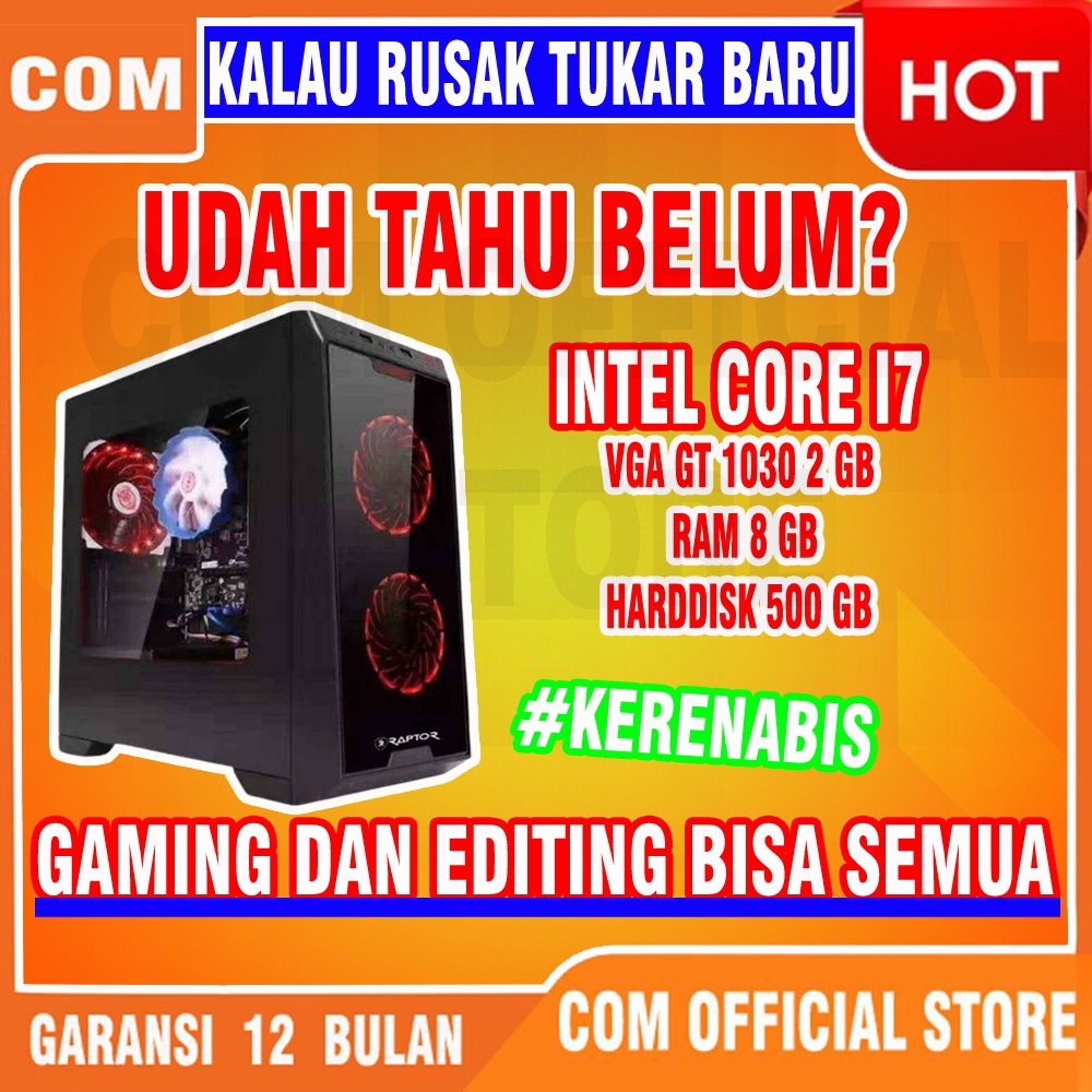 Bergaransi (GGP) cpu pc computer komputer CORE I7 8GB rakitan GAMING EDITING DESAIN MURAH