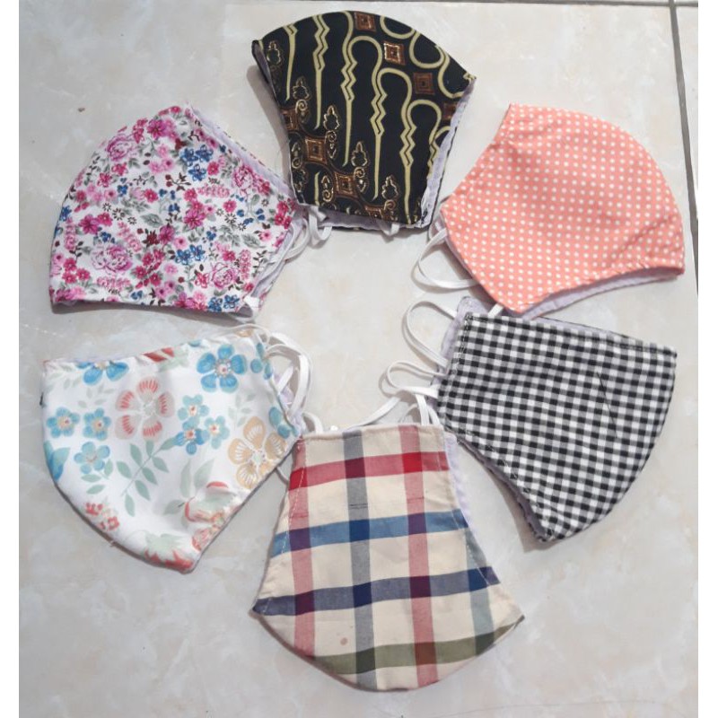  Masker  Kain Motif  Hand Made earloop non hijab  Shopee 