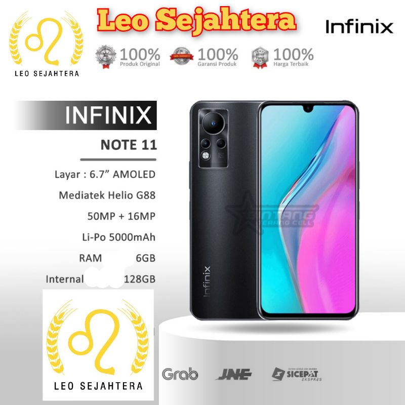 Infinix note 11 ram 6gb 128gb NFC Batere 5.000 Layar sAmoled baru IMEI ok bonus case garansi resmi i
