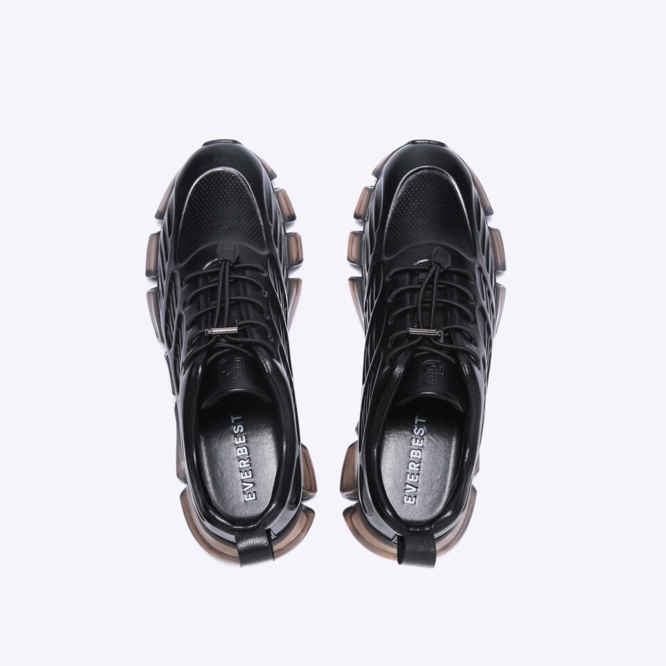 SEPATU SNEAKER EVERBEST PRIA ORIGINAL CASUAL KULIT ASLI HITAM EM82