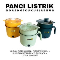 Panci Listrik Elektrik Serbaguna Multifungsi Portable Aesthetic Korea Putih Polos( dus coklat )Unik Terbaru Pans Pot Electric Multi Cooker 1.5 l