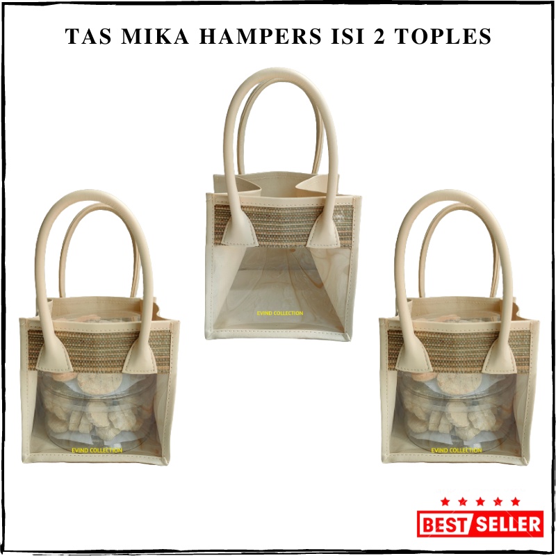 Tas Hampers Mika Mendong Isi 2 Toples Keranjang Parcel Mika Transparan Tas Mika Parcel Lebaran