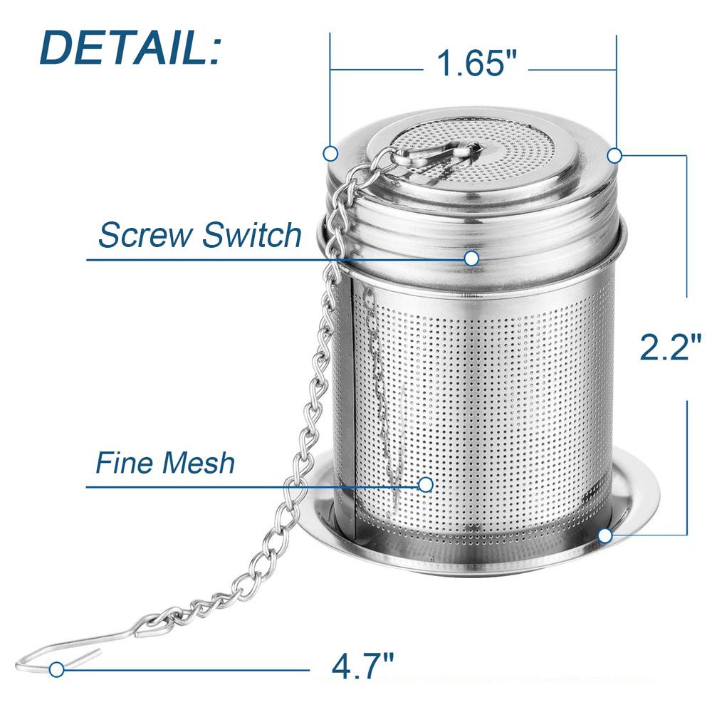 Nickolas1 Tea Infuser Teh Bumbu Untuk Sambungan Ulir Daun Longgar Dengan Tutup Dengan Pengait Rantai Dipanjangkan Untuk Menyeduh Infuser Masak