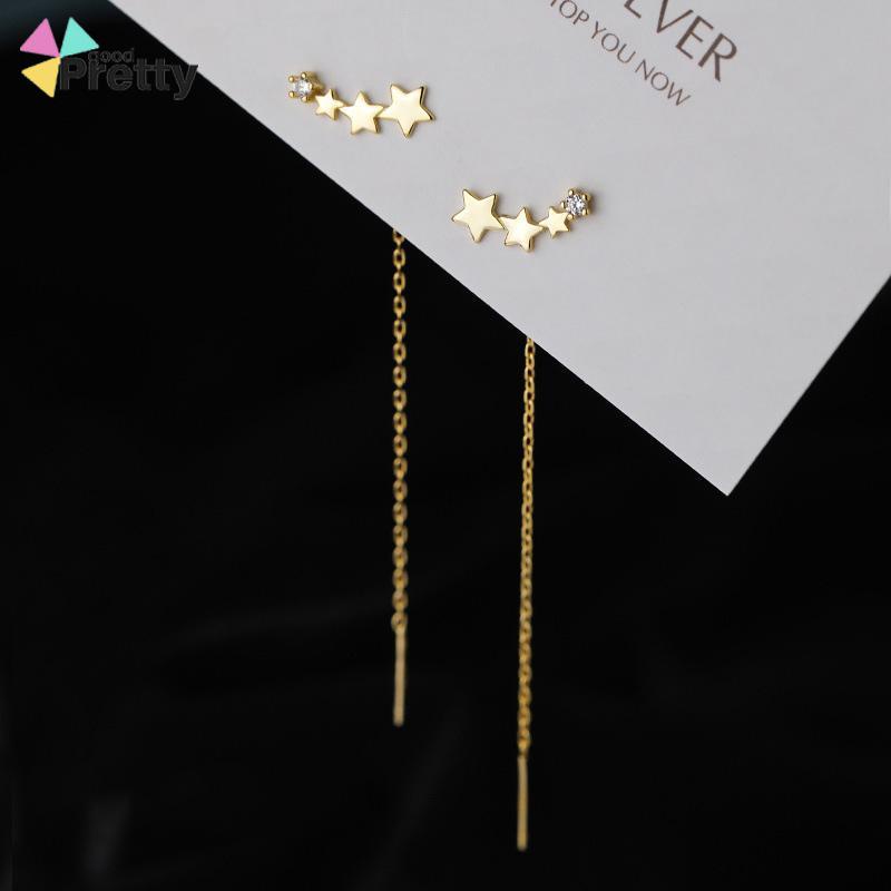 Star Rumbai Anting Gantung Rantai Panjang untuk Aksesoris Perhiasan Fashion Wanita - PD