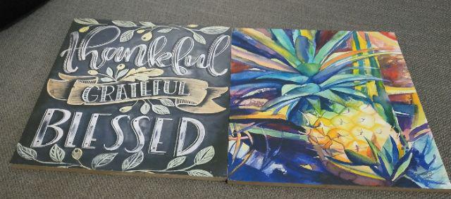 Hiasan Dinding Wall Decor Square Poster Kayu Dekorasi Rumah Buah Nanas 20x20