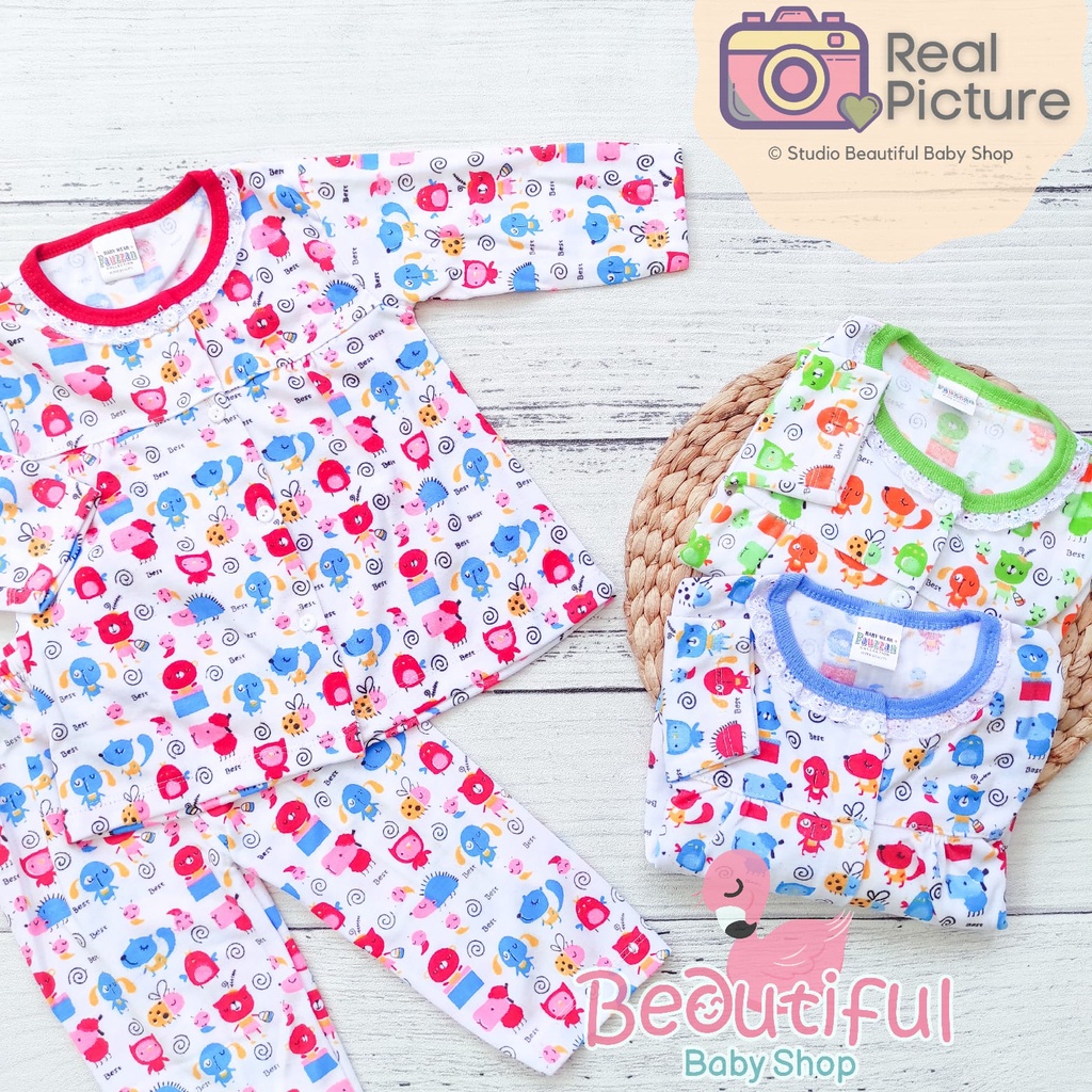 Setelan Bayi Panjang Motif Best / Setelan Piyama Bayi Perempuan / Baju Bayi Panjang Merk Fauzan / Baju Tidur Bayi Perempuan / Baby.ou_