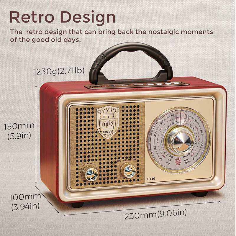 Radio FM/AM Multi-fungsi baru desain gaya retro vintage FM AM SW sistem speaker radio use to dengan Bluetooth USB TF Card player 100% ORI  111BTS/110BTS