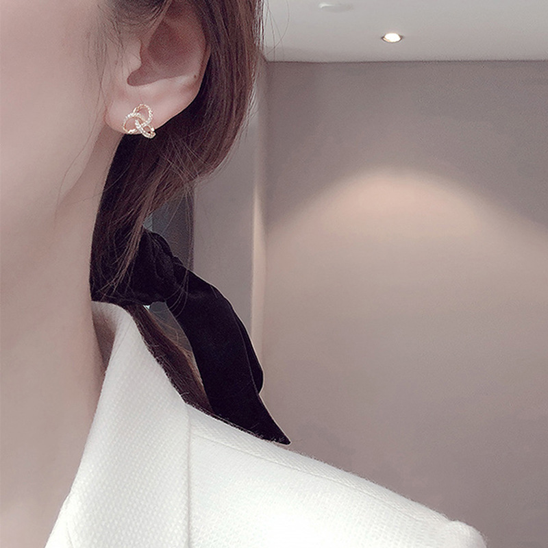 Anting Bulat spiral Geometris Berlian Kilat lady Korea