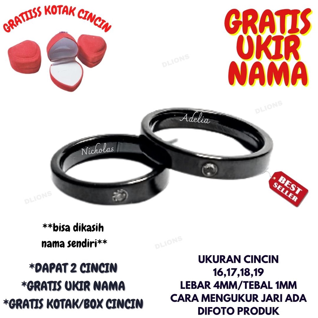 CINCIN PERMATA TITANIUM,CINCIN PASANGAN TITANIUM,GRATIS UKIR NAMA,GRATIS BOX CINCIN,SUDAH DAPAT 2 CINCIN