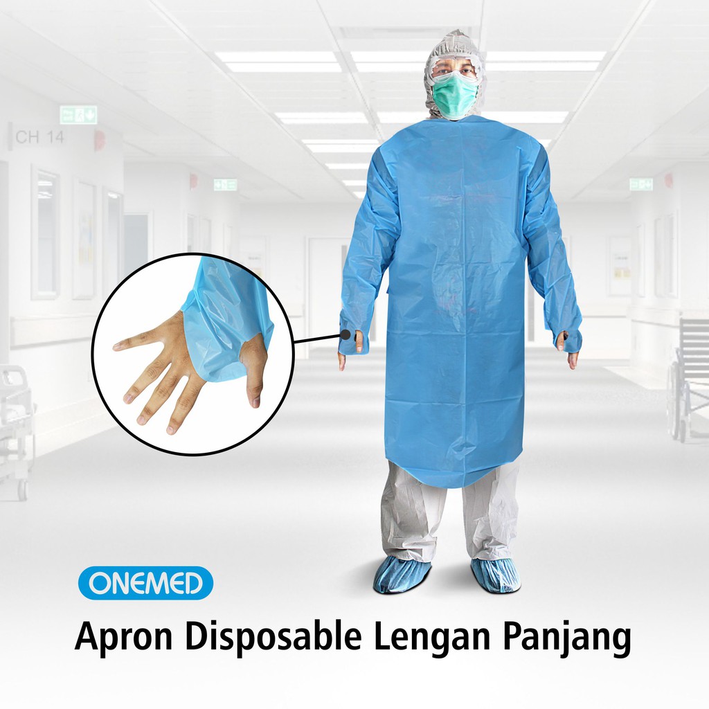 Onemed Apron Plastik Tangan Panjang pak isi 10 OJ