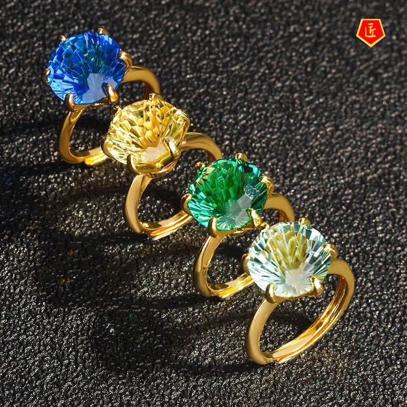 [Ready Stock]Fashion Exquisite Colored Gems Open Ring for Women