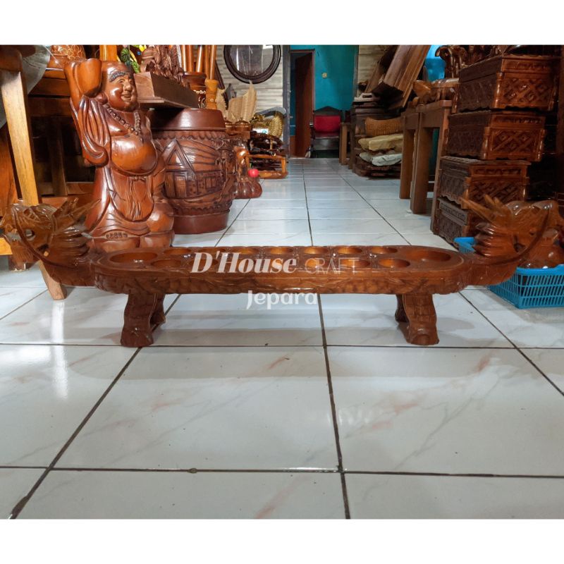 Congklak/Dakon Kayu Jati Model Naga Lubang 7