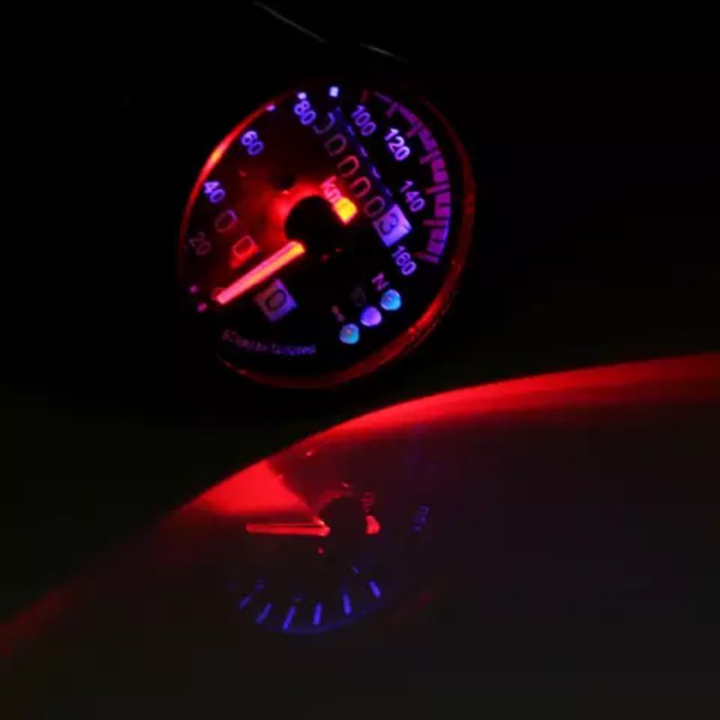 Speedometer Jarum Bulat Led Indikator Crhome CB GL Universal