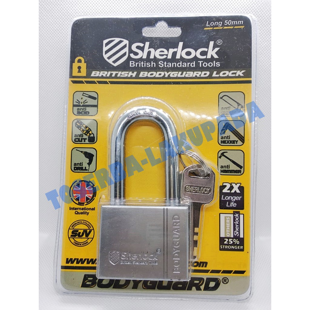 Gembok Original Sherlock British Bodyguard Lock Long 50mm