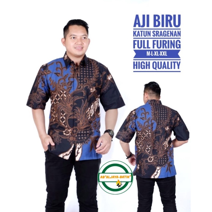 AJI BIRU ALJAYA KEMEJA BATIK SOLO PRIA LENGAN PENDEK LAPIS FURING ATASAN BATIK PREMIUM SUNGUT GADING  GALING OURWO JANOKO MERAK PUTIH CITRA AYU MEGO NOGO GALING IRSO KEMBANG EMAS KOPI HITAM SEMAR GENDEONG PARIKESIT BAUREKSA PEKSI BIRU KEJAYAN TUMURUN