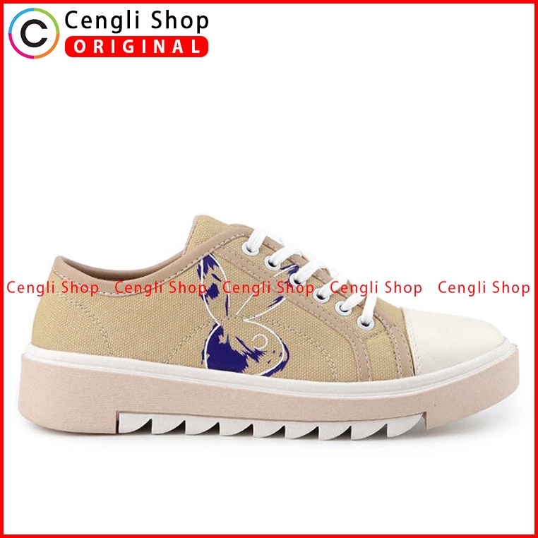 SEPATU SNEAKER PLAYBOY WANITA ORIGINAL CASUAL KETS ASLI COKLAT PLW14