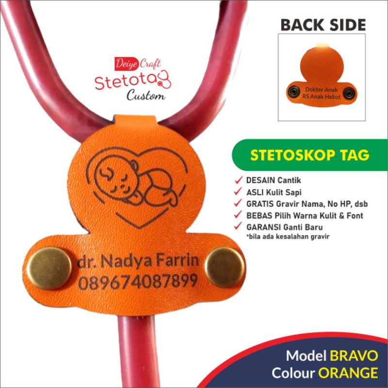 

STETOSTAG Stetotag STETOSKOP Nametag Pelindung Stetoskop Dokter Perawat Bidan GRATIS Gravir Logo dan Nama (Model BRAVO)