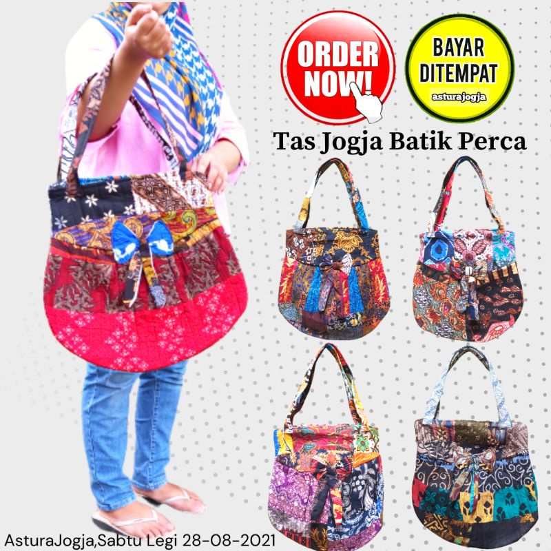 Tas Totebag Wanita Batik Perca Khas Jogja #E05 || Oleh Oleh Jogja
