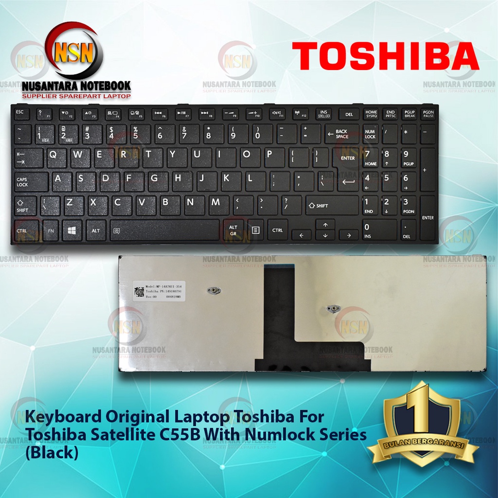 Keyboard Original Laptop Toshiba Satellite C55B UK Enter Besar Numlock