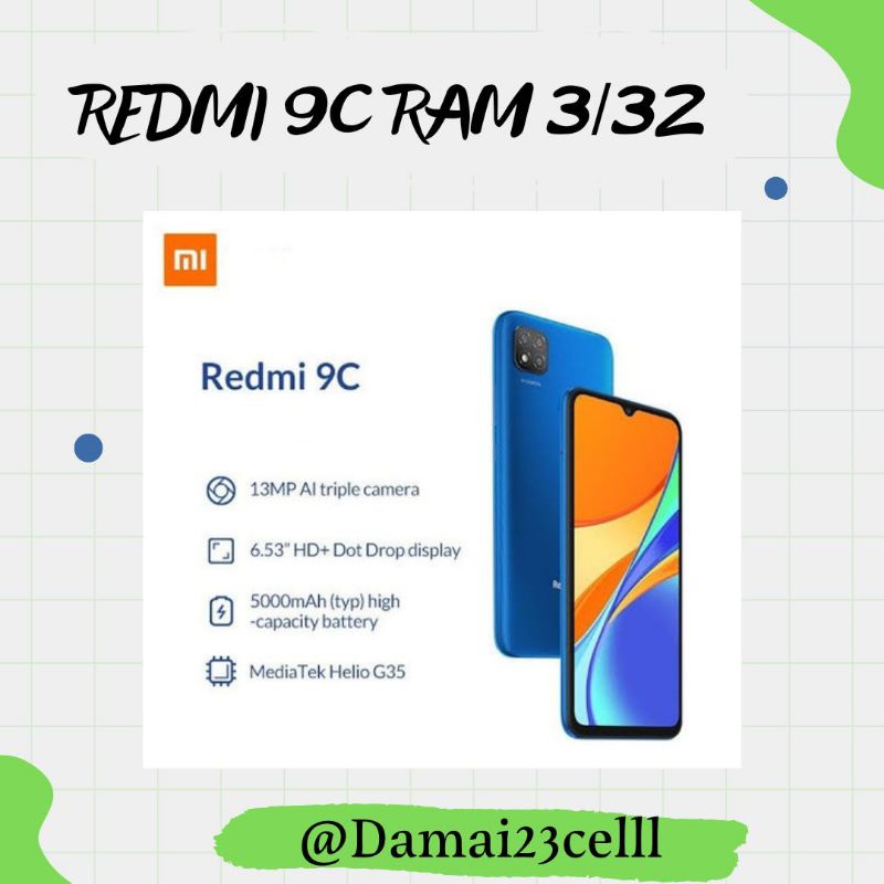 Redmi 9c 3/32 garansi resmi