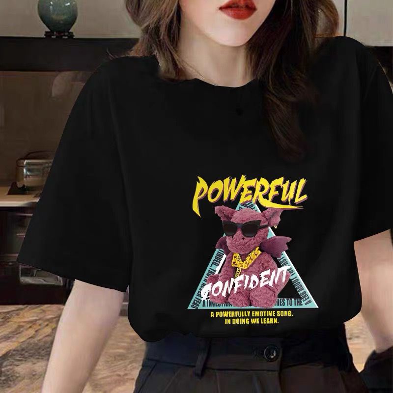 THISTLE - Oversize Tee Tshirt Wanita Model Longgar Motif Powerful Bear