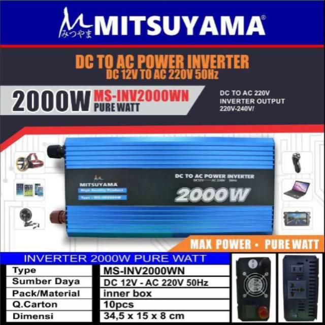 Inverter Mitsuyama Pure Shine Wave Inverter 2000 Watt - PSW Inverter 2000 Watt