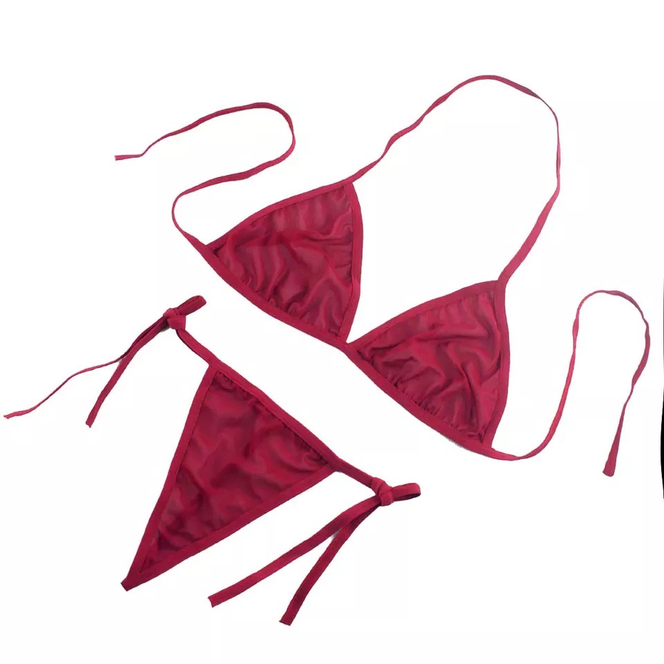 Sexy Lingerie Set Wanita Tali ​Bra&amp;G String Mini Bikini Transparan Pakaian dalam 3B060