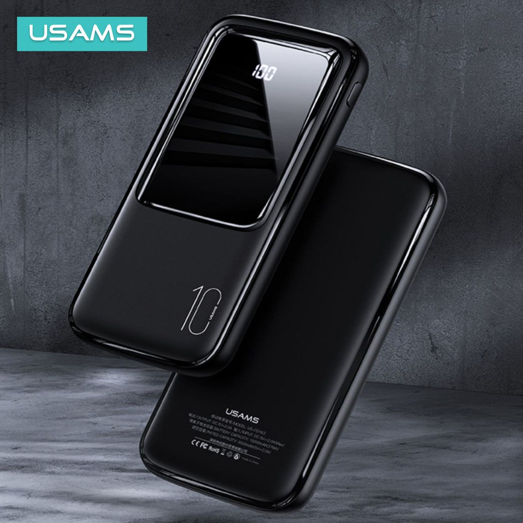 USAMS PB58 Powerbank 10000mAh Dual Input LED Display Hitam