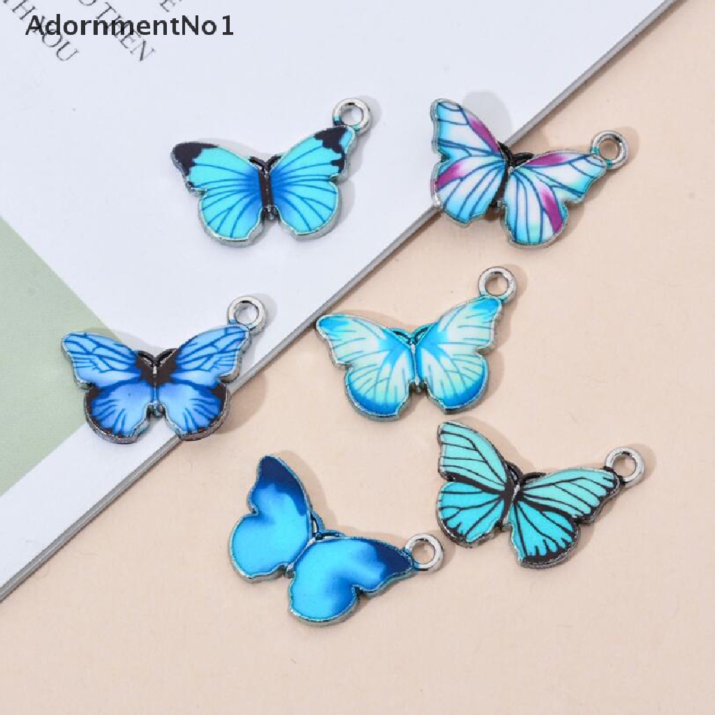 (AdornmentNo1) 10pcs / Set Liontin Enamel Bentuk Kupu-Kupu Biru Untuk Membuat Perhiasan DIY