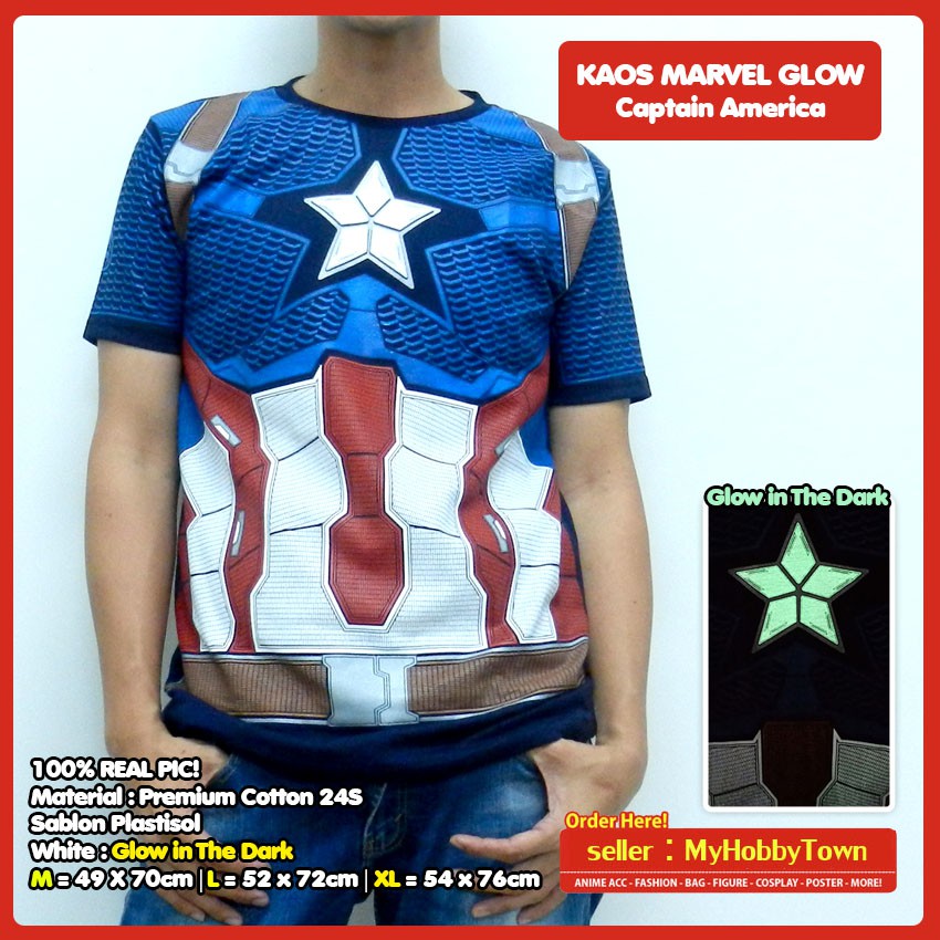 Kaos Marvel Avengers Captain America Glow In The Dark