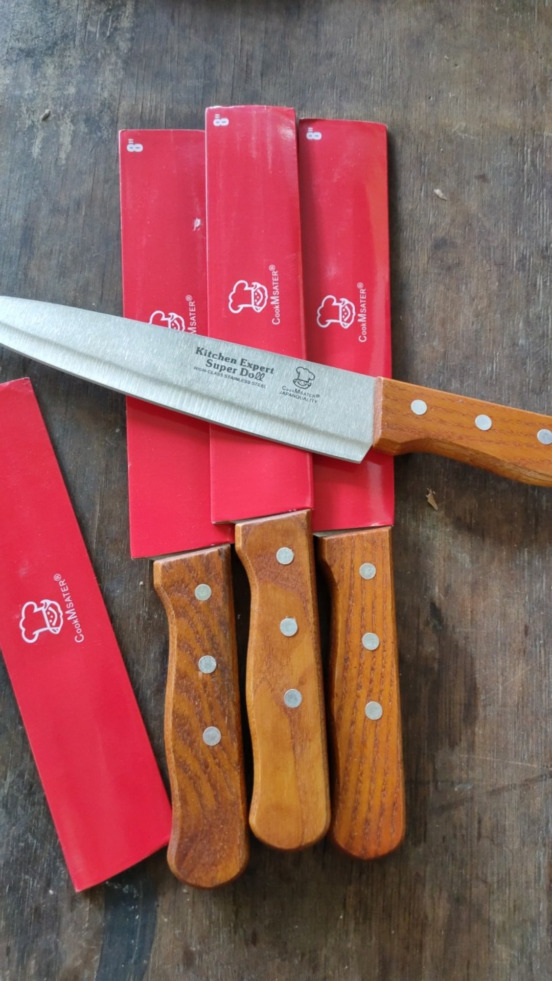 Cookmaster Pisau Dapur Stainless Gagang Kayu Kitchen Cooking Knife Pemotong