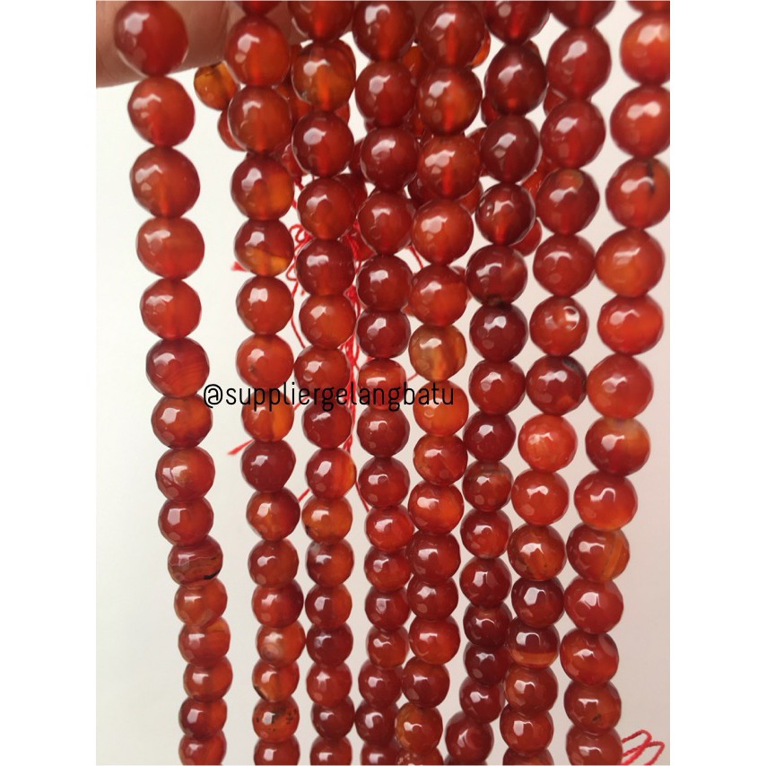 batu orange carnelian FACETED BEAD 10mm akik bacan oren tembus premium aksesoris fashion craft