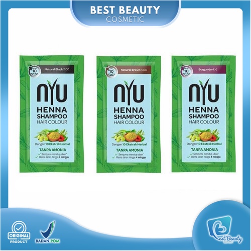 ★ BB ★  NYU Henna Shampoo Hair Colour - Shampo Pewarna Rambut - Sachet