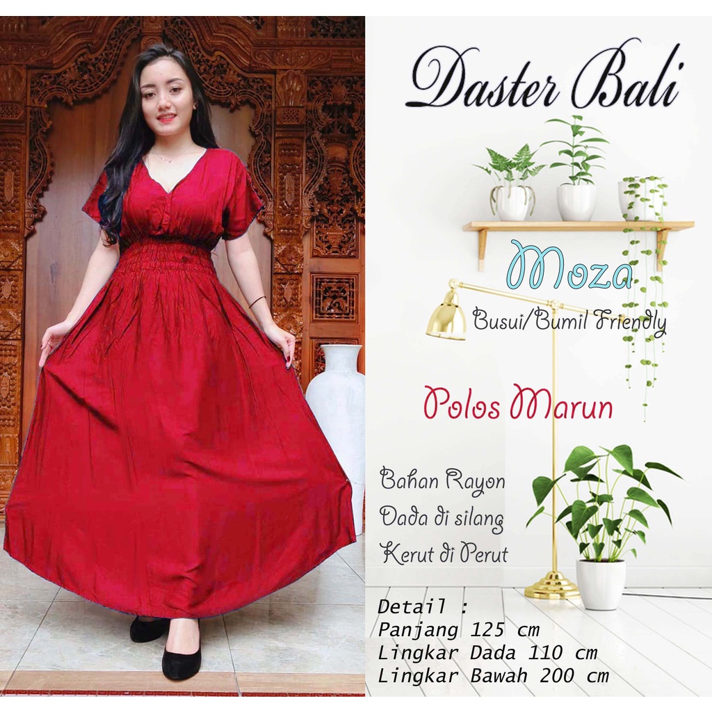 DASTER MOZA PRINT | BALI LONGDRESS-MOZA POLOS MARUN