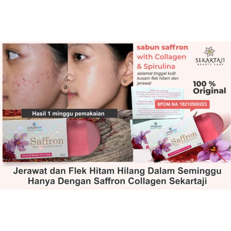 Sabun Saffron Collagen Sekartaji Pemutih Wajah dan Penghilang Flek hitam ampuh