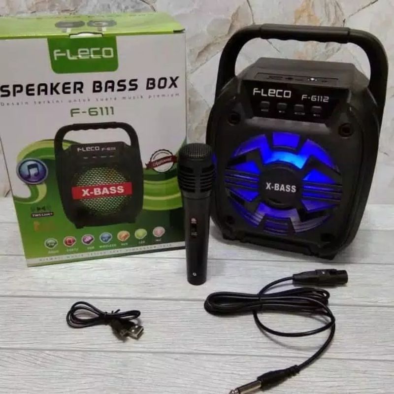 SPEAKER BLUETOOTH PORTABEL FLECO F-6112 ATAU F-6111 SUPER BASS FREE MIC USB