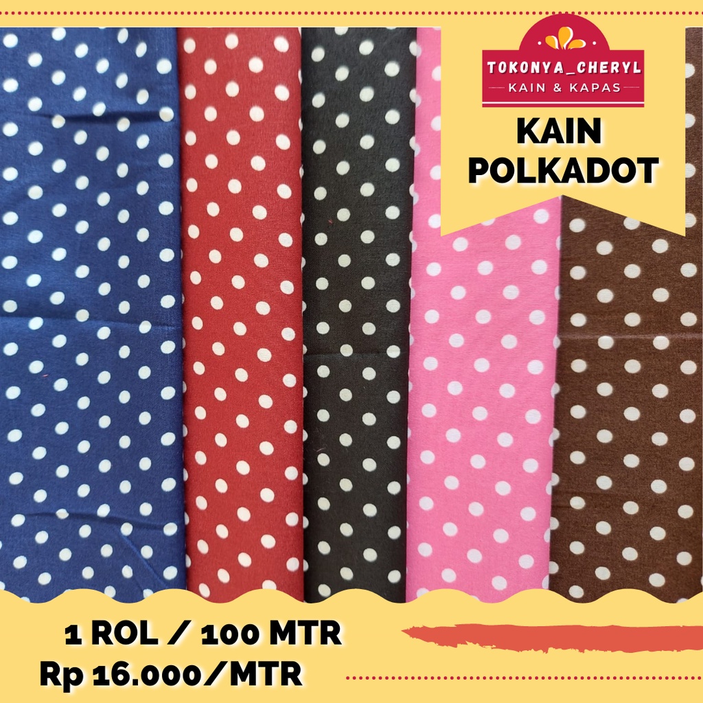 Kain Seprei Katun Disperse / Microtex Polkadot - Lebar 240cm x 100mtr